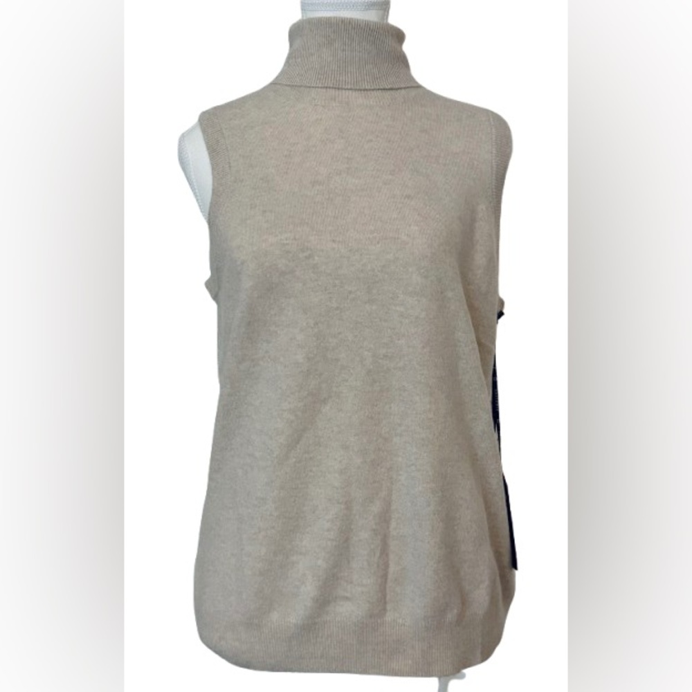 NWT Anatomie Cashmere Sleeveless Turtleneck Sweater Large Nanette Oatmeal New